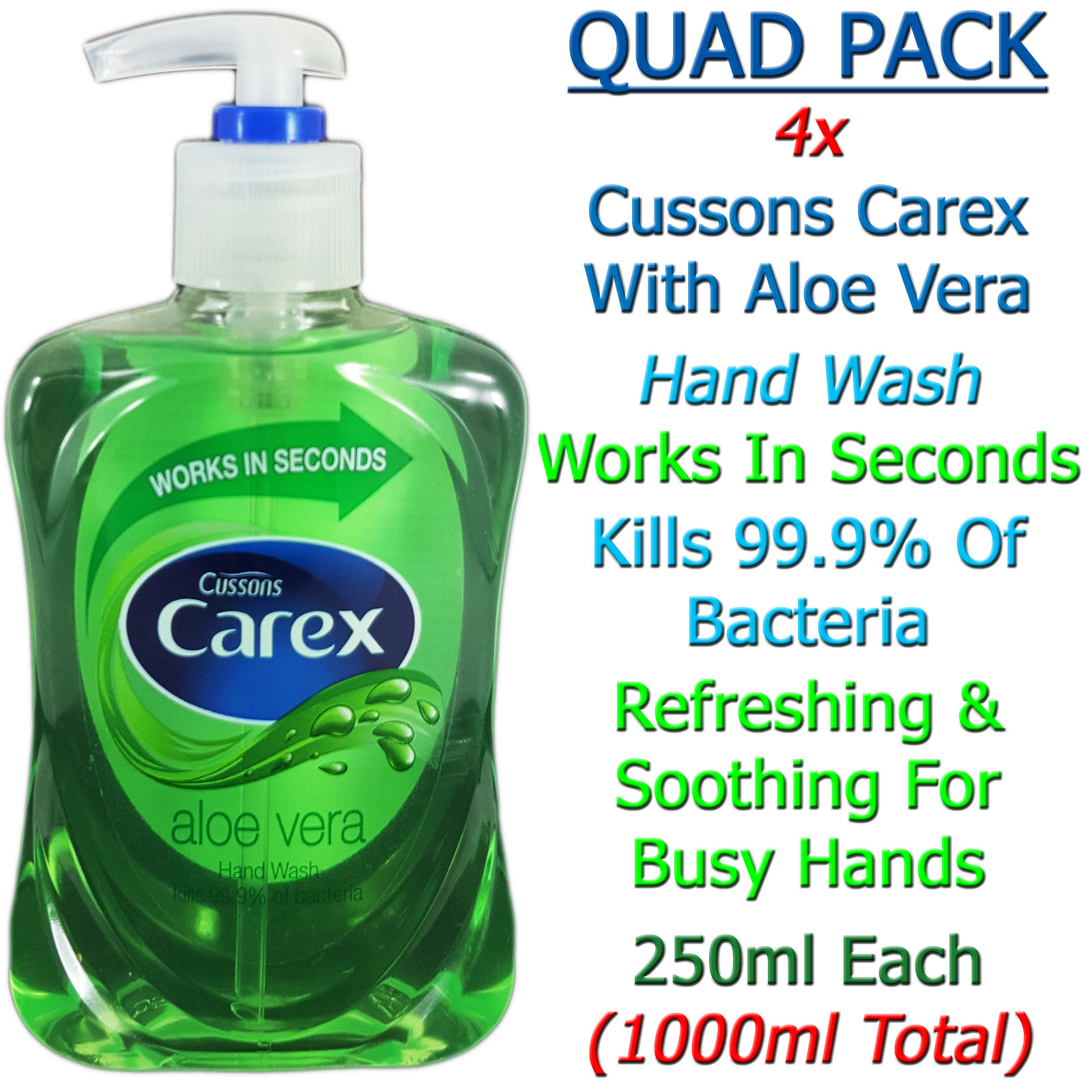 Carex Aloe Vera Refreshing & Soothing Hand Wash Quad Pack (1000ml) eBay