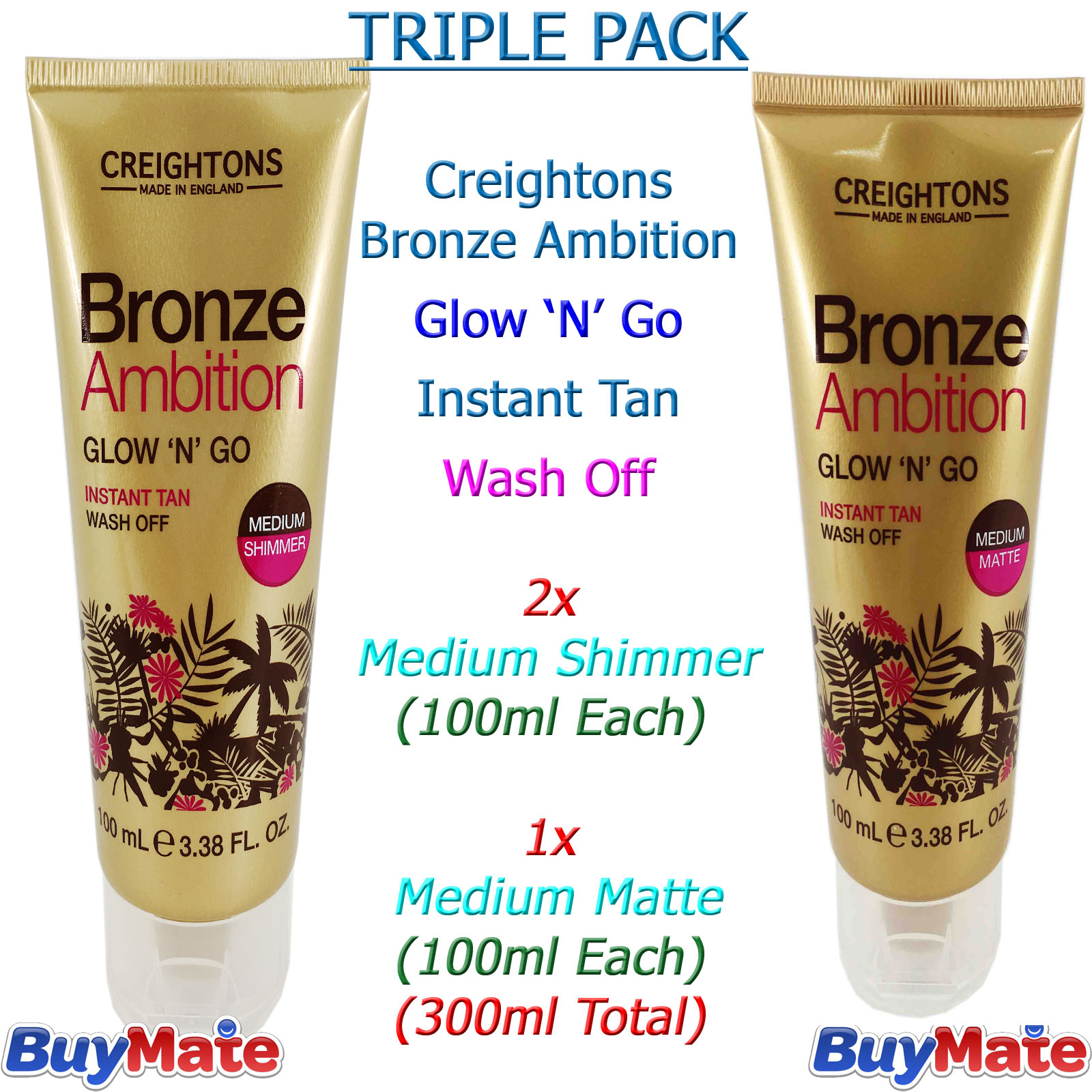 Creightons Bronze Ambition Glow'N'Go Instant Tan Medium Shimmer & Matte