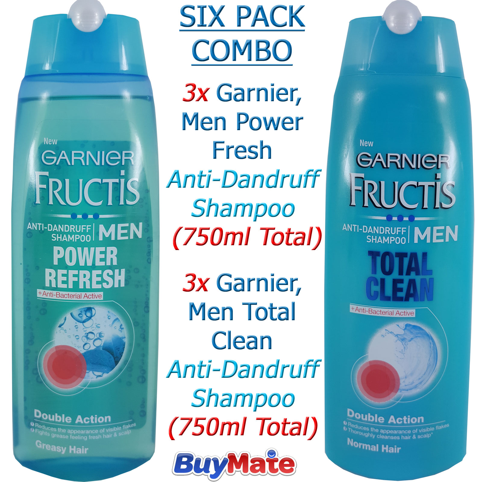 Garnier FructisMen AntiDandruff Shampoo COMBO3x Total Clean, 3x