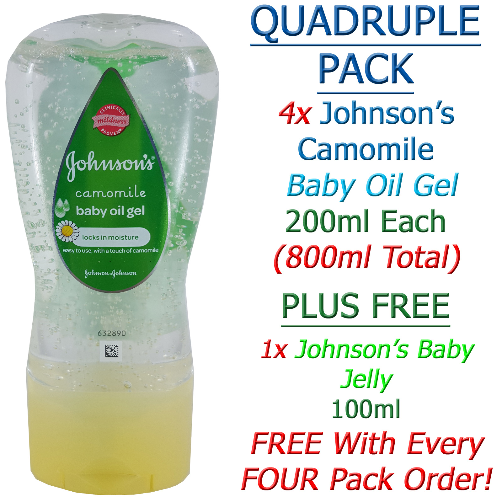 Johnson's Baby Gel Oil Camomile New 200ml Absorbs Moisture Quickly 4