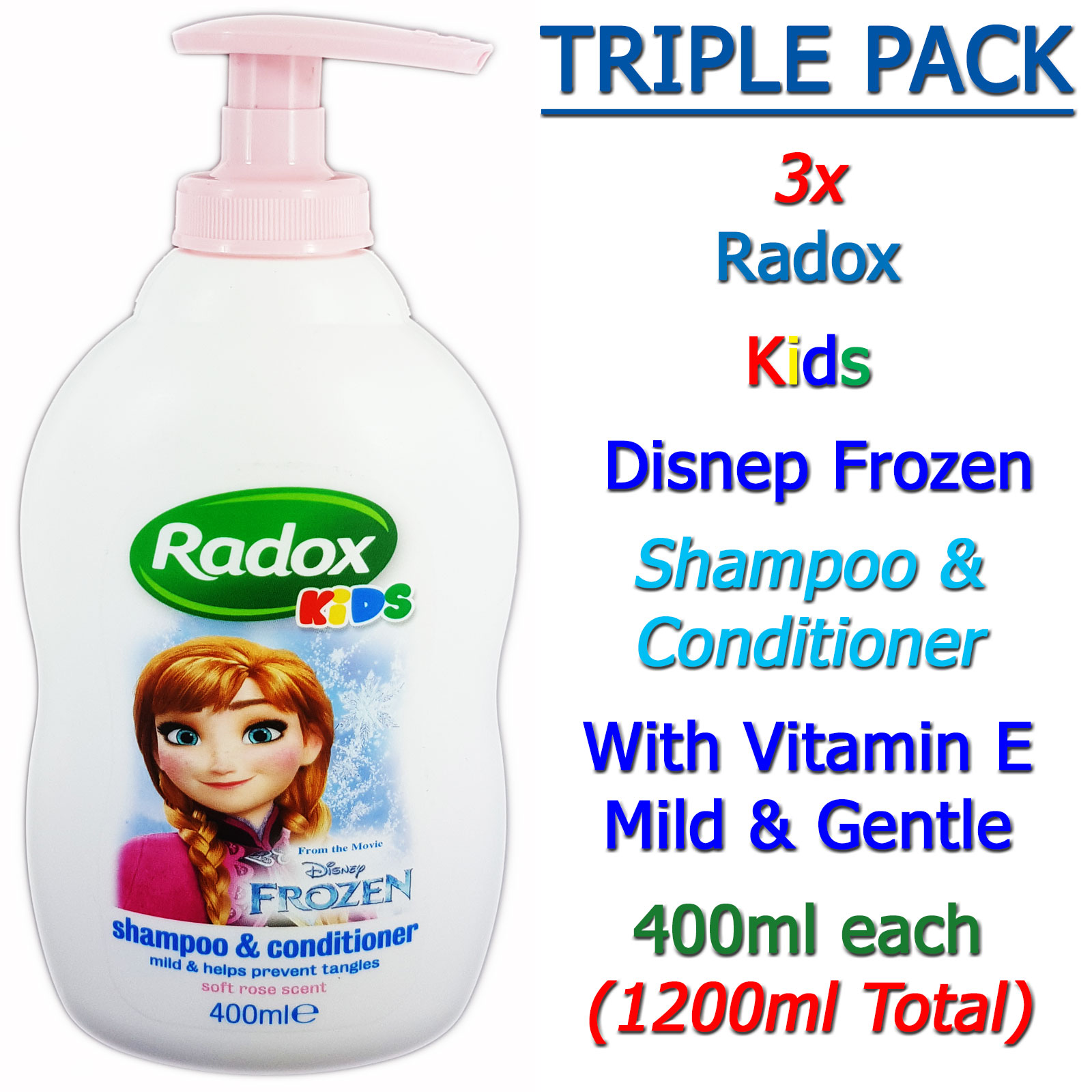 Radox Kids Disnep Frozen Hair Shampoo & Conditioner Soft Rose Scent