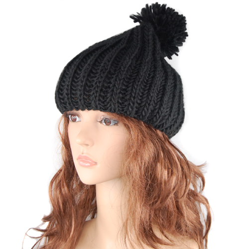 Retro Oversized Slouch Ladies Warm Stretch Beanie Bobble Hat Knitted Winter N...